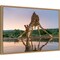 Sunset giraffe drinking by Francoisventer 23-in. W x 16-in. H. Canvas Wall Art Print Framed in Natural